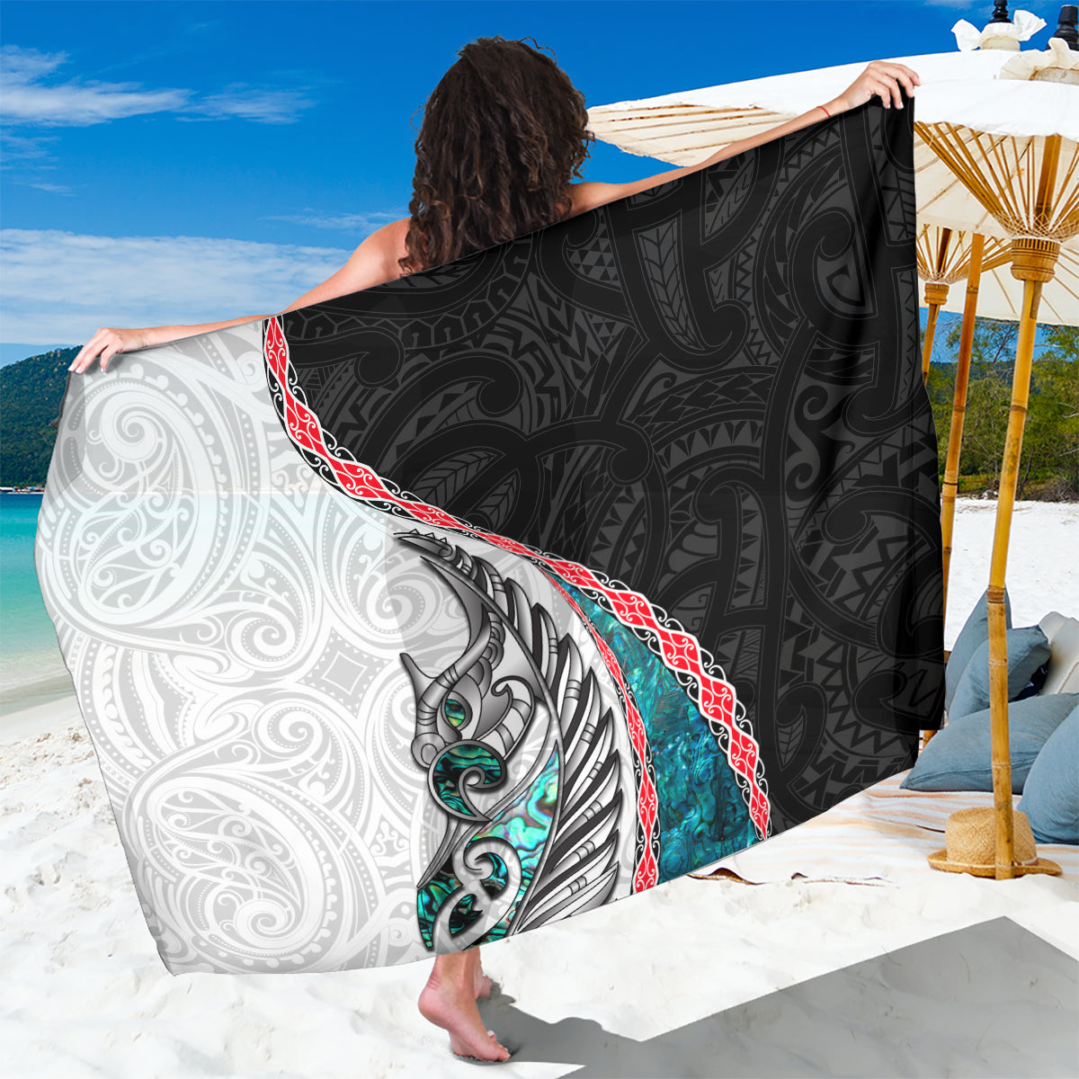 New Zealand Sarong Manaia Fern and Koru Maori Pattern