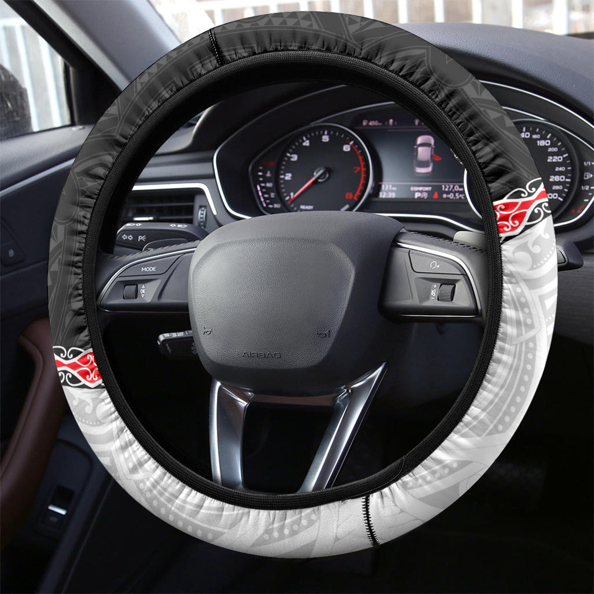 New Zealand Steering Wheel Cover Manaia Fern and Koru Maori Pattern LT03 - Polynesian Pride