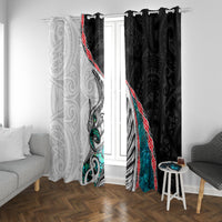 New Zealand Window Curtain Manaia Fern and Koru Maori Pattern LT03 With Grommets Black - Polynesian Pride