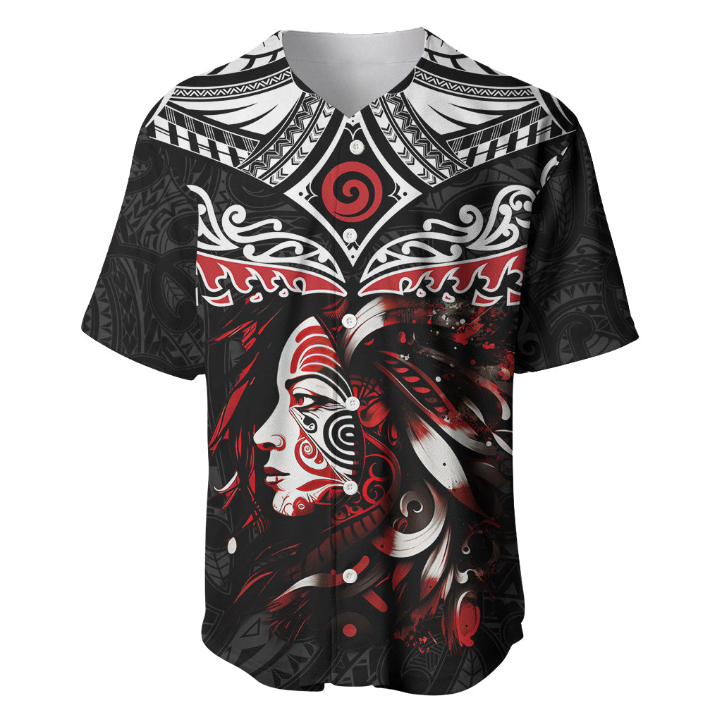 New Zealand Maori Girl Baseball Jersey Silver Fern and Koru Pattern LT03 Black - Polynesian Pride