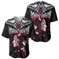 New Zealand Maori Girl Baseball Jersey Silver Fern and Koru Pattern LT03 - Polynesian Pride