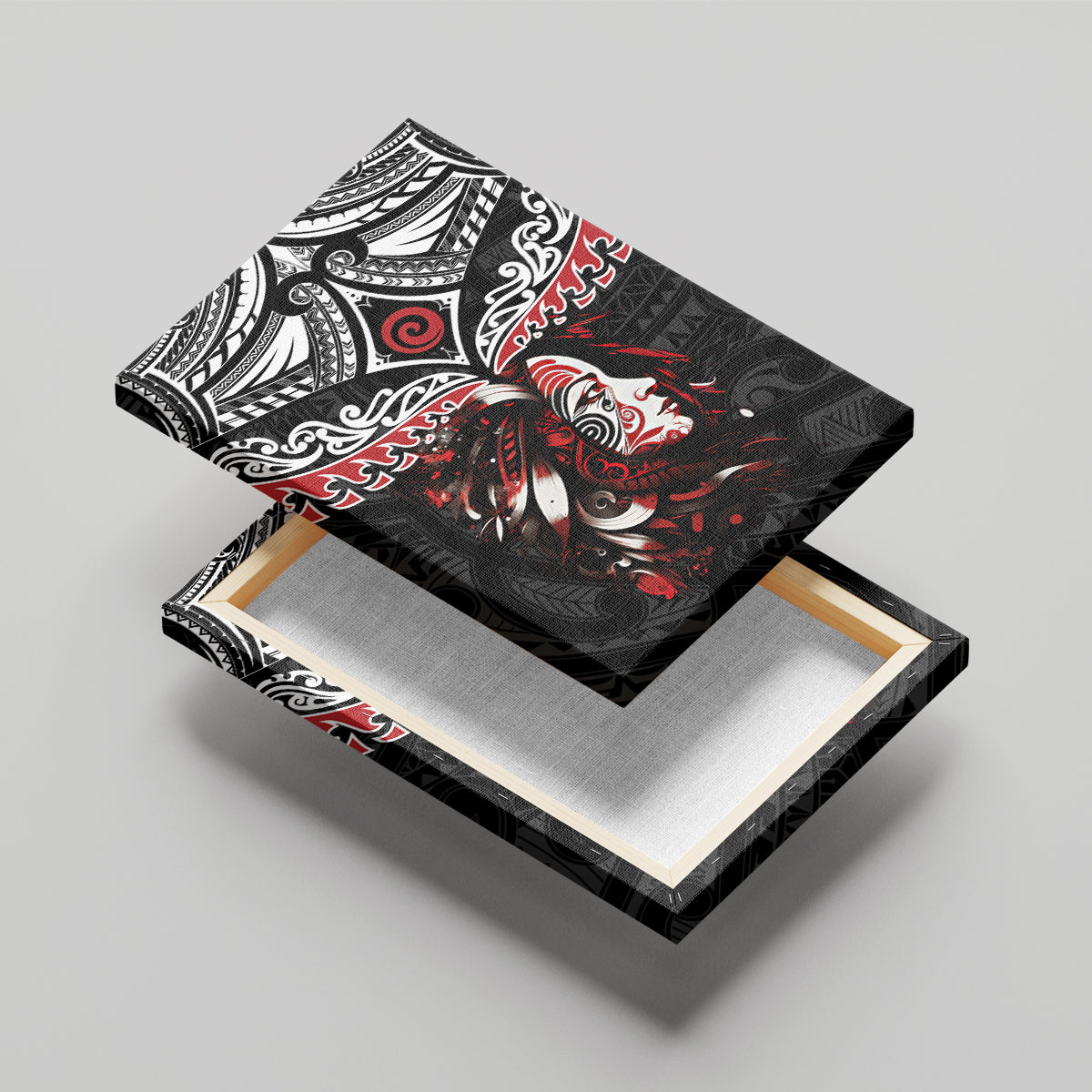 New Zealand Maori Girl Canvas Wall Art Silver Fern and Koru Pattern LT03 - Polynesian Pride