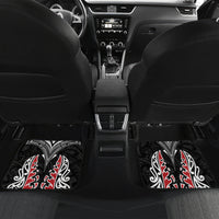 New Zealand Maori Girl Car Mats Silver Fern and Koru Pattern LT03 Set 2pcs - Back Black - Polynesian Pride