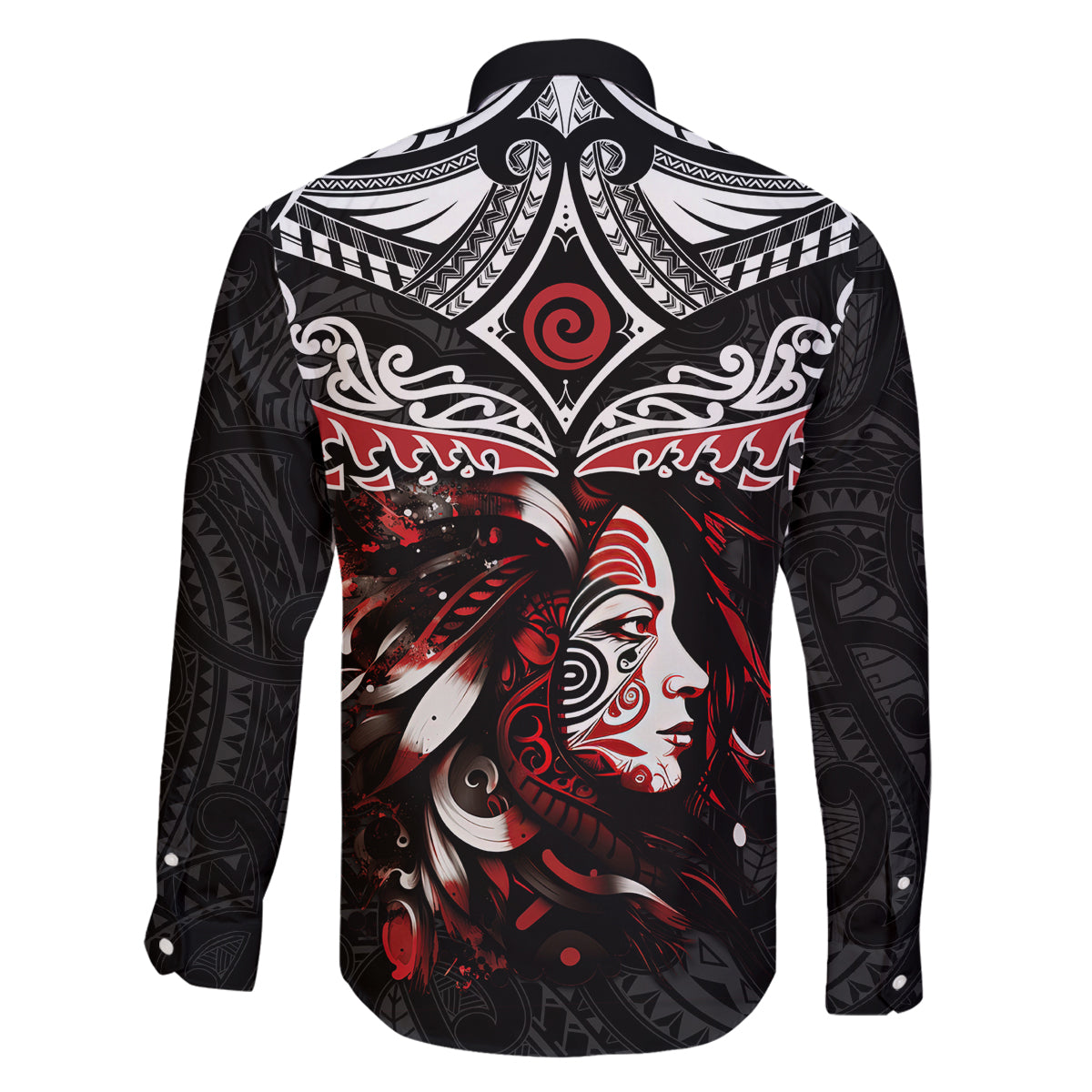 New Zealand Maori Girl Family Matching Off Shoulder Long Sleeve Dress and Hawaiian Shirt Silver Fern and Koru Pattern LT03 - Polynesian Pride