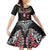 New Zealand Maori Girl Family Matching Off Shoulder Short Dress and Hawaiian Shirt Silver Fern and Koru Pattern LT03 Daughter's Dress Black - Polynesian Pride