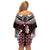 New Zealand Maori Girl Family Matching Off Shoulder Short Dress and Hawaiian Shirt Silver Fern and Koru Pattern LT03 - Polynesian Pride