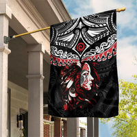 New Zealand Maori Girl Garden Flag Silver Fern and Koru Pattern LT03 House Flag Black - Polynesian Pride