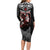 New Zealand Maori Girl Long Sleeve Bodycon Dress Silver Fern and Koru Pattern LT03 - Polynesian Pride