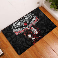 New Zealand Maori Girl Rubber Doormat Silver Fern and Koru Pattern LT03 Black - Polynesian Pride