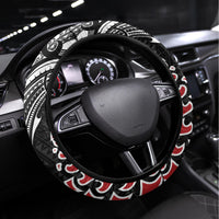 New Zealand Maori Girl Steering Wheel Cover Silver Fern and Koru Pattern LT03 Universal Fit Black - Polynesian Pride