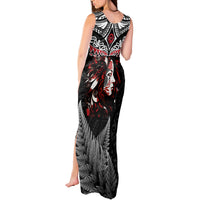 New Zealand Maori Girl Tank Maxi Dress Silver Fern and Koru Pattern LT03 - Polynesian Pride