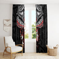 New Zealand Maori Girl Window Curtain Silver Fern and Koru Pattern LT03 - Polynesian Pride