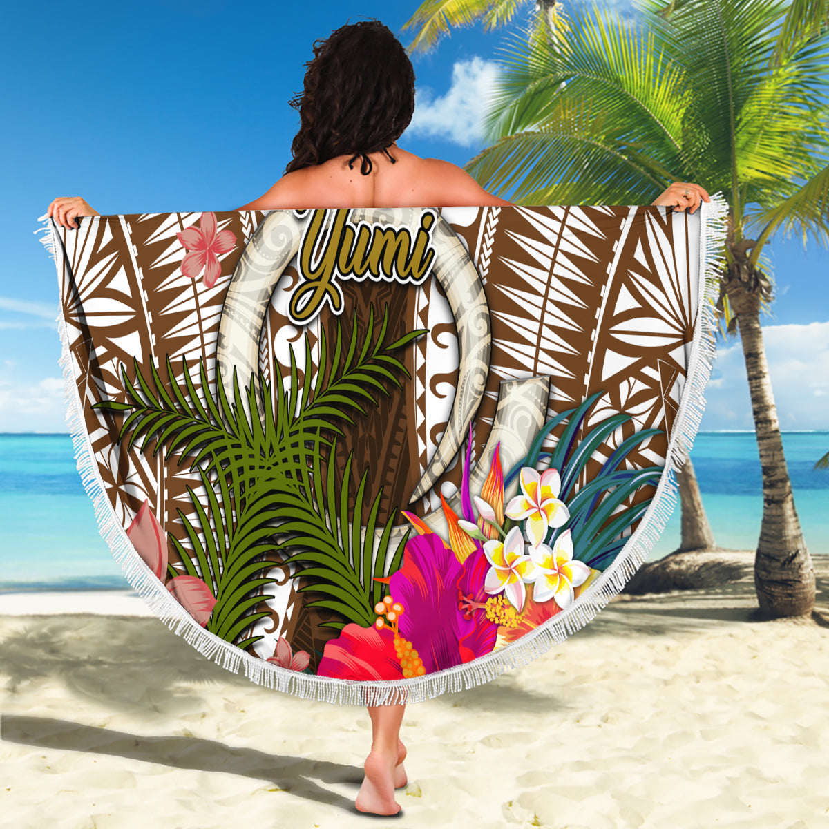 Vanuatu Selebretem 44th Indipendens Dei Beach Blanket Yumi Pig Tusk and Namele Fern LT03 - Polynesian Pride