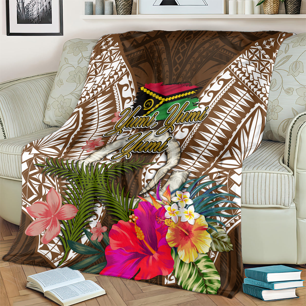 Vanuatu Selebretem 44th Indipendens Dei Blanket Yumi Pig Tusk and Namele Fern LT03 - Polynesian Pride