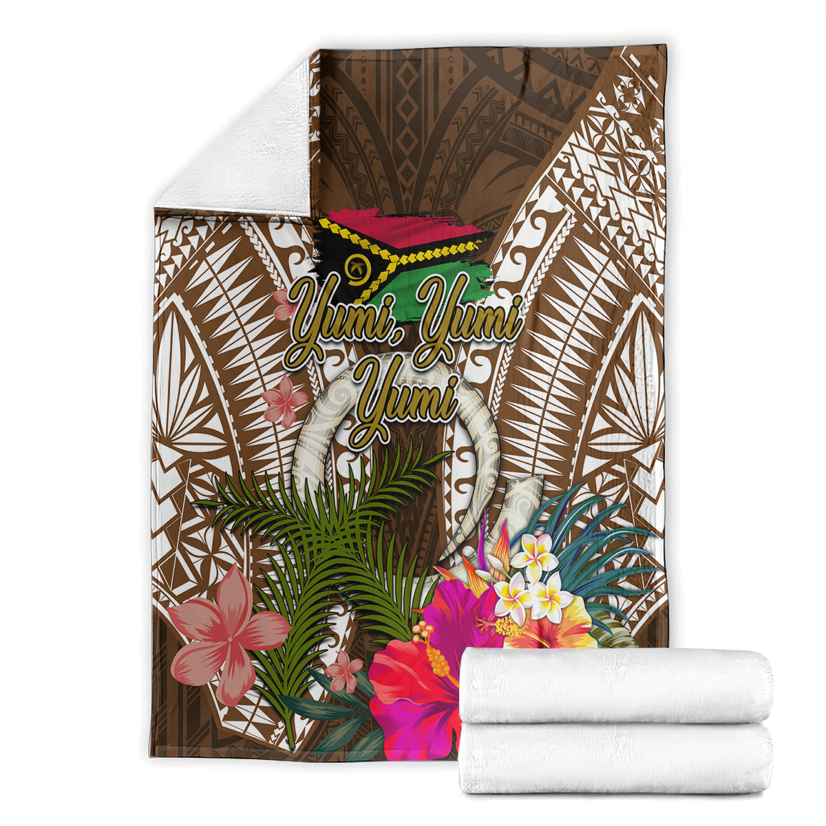 Vanuatu Selebretem 44th Indipendens Dei Blanket Yumi Pig Tusk and Namele Fern LT03 - Polynesian Pride