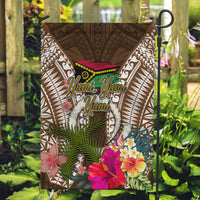 Vanuatu Selebretem 44th Indipendens Dei Garden Flag Yumi Pig Tusk and Namele Fern LT03 Garden Flag Brown - Polynesian Pride
