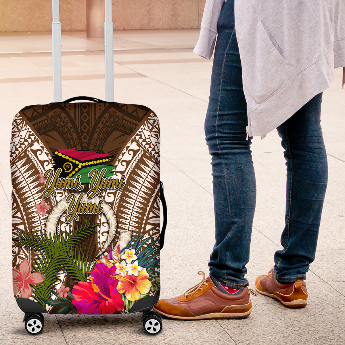 Vanuatu Selebretem 44th Indipendens Dei Luggage Cover Yumi Pig Tusk and Namele Fern