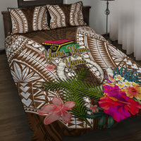 Vanuatu Selebretem 44th Indipendens Dei Quilt Bed Set Yumi Pig Tusk and Namele Fern LT03 Brown - Polynesian Pride