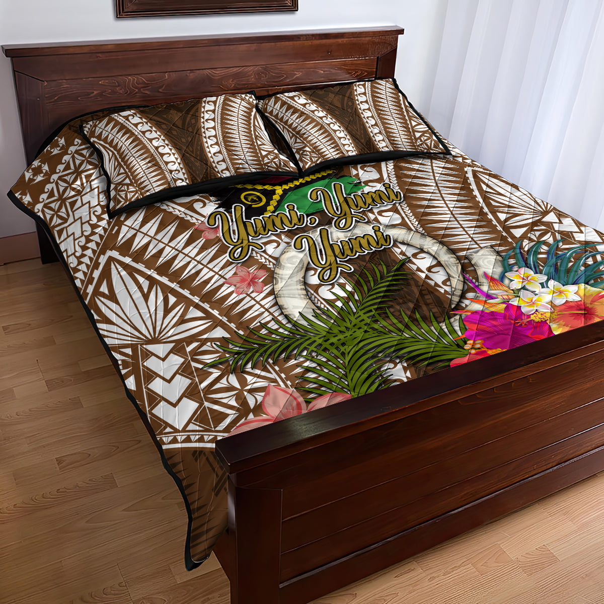 Vanuatu Selebretem 44th Indipendens Dei Quilt Bed Set Yumi Pig Tusk and Namele Fern LT03 - Polynesian Pride