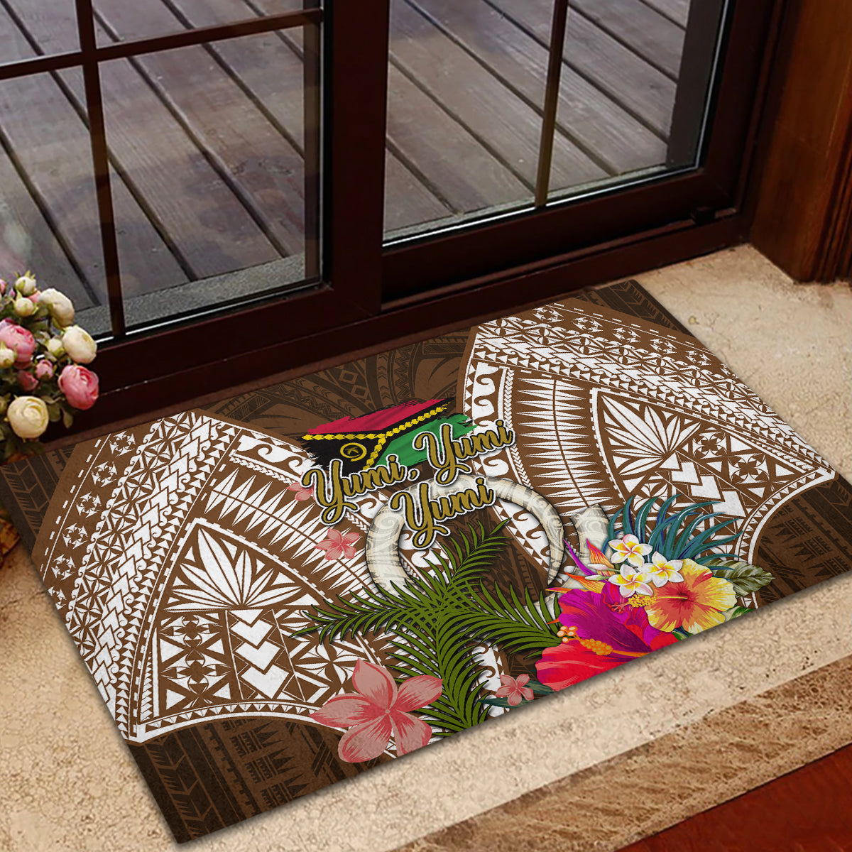Vanuatu Selebretem 44th Indipendens Dei Rubber Doormat Yumi Pig Tusk and Namele Fern LT03 - Polynesian Pride