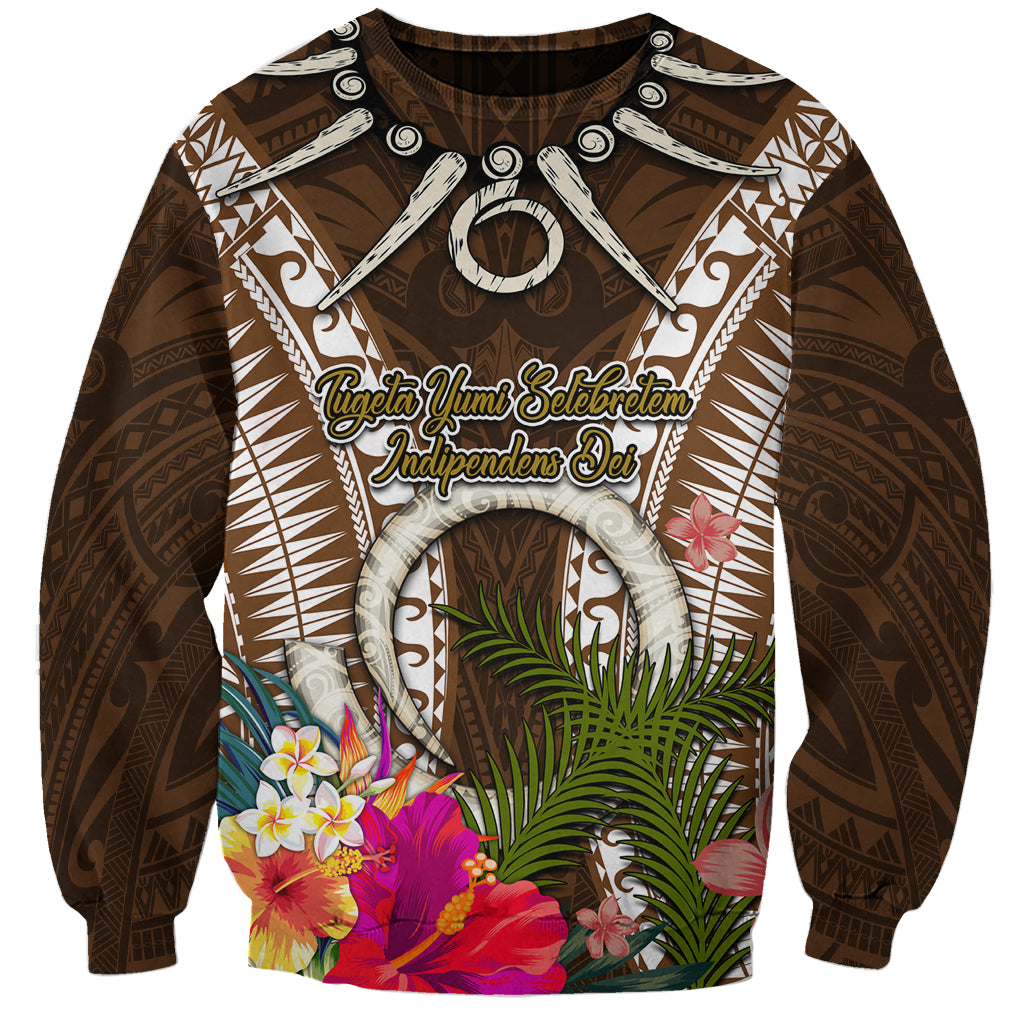 Vanuatu Selebretem 44th Indipendens Dei Sweatshirt Yumi Pig Tusk and Namele Fern LT03 Unisex Brown - Polynesian Pride