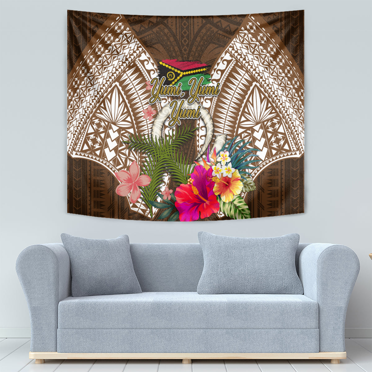 Vanuatu Selebretem 44th Indipendens Dei Tapestry Yumi Pig Tusk and Namele Fern LT03 - Polynesian Pride