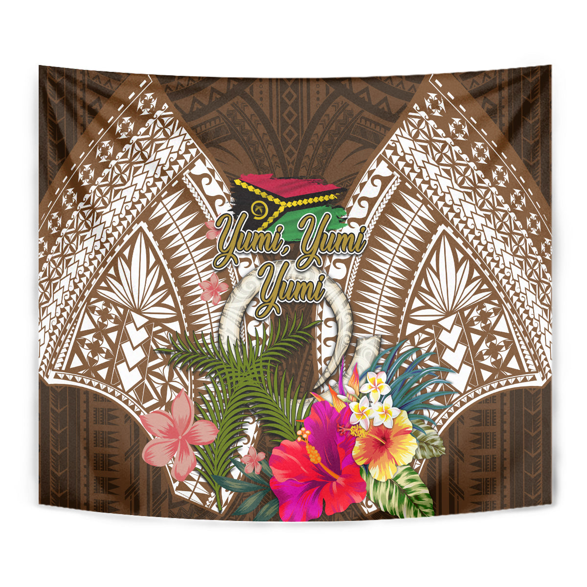 Vanuatu Selebretem 44th Indipendens Dei Tapestry Yumi Pig Tusk and Namele Fern LT03 - Polynesian Pride