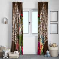 Vanuatu Selebretem 44th Indipendens Dei Window Curtain Yumi Pig Tusk and Namele Fern LT03 - Polynesian Pride