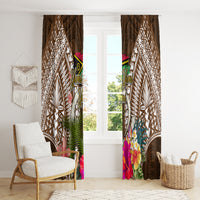 Vanuatu Selebretem 44th Indipendens Dei Window Curtain Yumi Pig Tusk and Namele Fern LT03 - Polynesian Pride