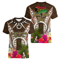 Vanuatu Selebretem 44th Indipendens Dei Women V-Neck T-Shirt Yumi Pig Tusk and Namele Fern