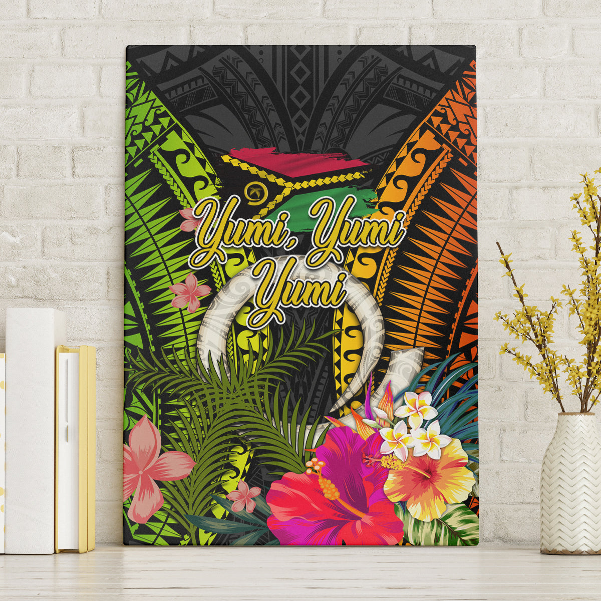 Vanuatu Independence Day Canvas Wall Art Tugeta Yumi Selebretem Indipendens Dei LT03 Without Frame Black - Polynesian Pride