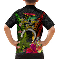 Vanuatu Independence Day Family Matching Off The Shoulder Long Sleeve Dress and Hawaiian Shirt Tugeta Yumi Selebretem Indipendens Dei
