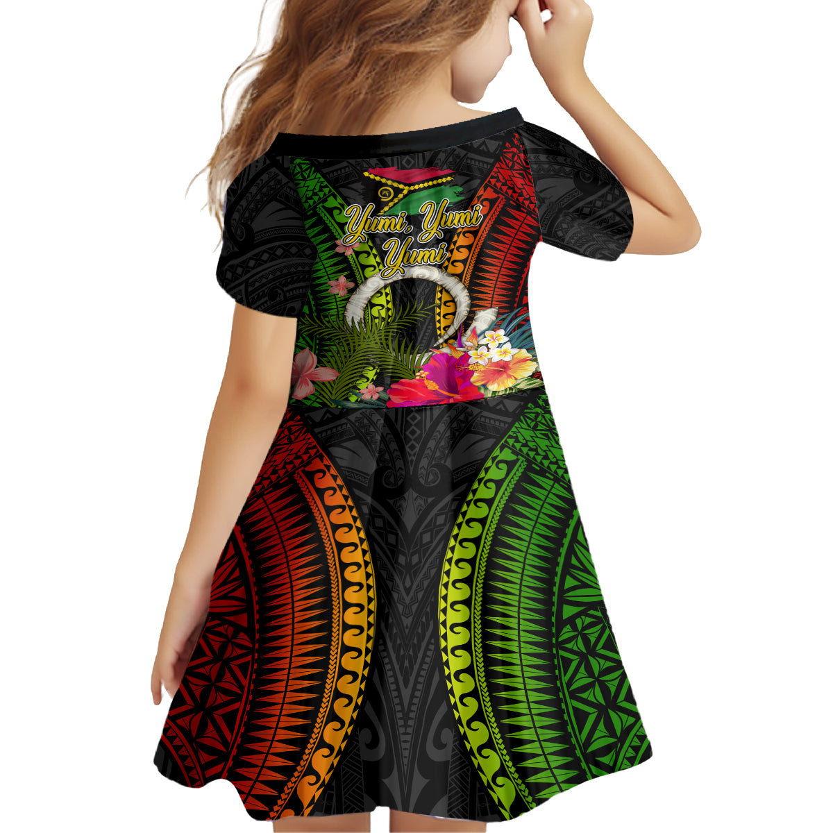 Vanuatu Independence Day Family Matching Off The Shoulder Long Sleeve Dress and Hawaiian Shirt Tugeta Yumi Selebretem Indipendens Dei