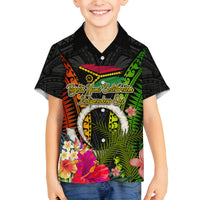 Vanuatu Independence Day Family Matching Off The Shoulder Long Sleeve Dress and Hawaiian Shirt Tugeta Yumi Selebretem Indipendens Dei