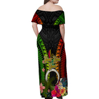 Vanuatu Independence Day Family Matching Off Shoulder Maxi Dress and Hawaiian Shirt Tugeta Yumi Selebretem Indipendens Dei LT03 - Polynesian Pride