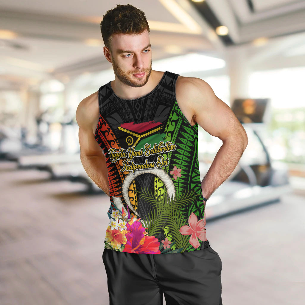Vanuatu Independence Day Men Tank Top Tugeta Yumi Selebretem Indipendens Dei LT03 Black - Polynesian Pride