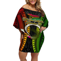Vanuatu Independence Day Off Shoulder Short Dress Tugeta Yumi Selebretem Indipendens Dei LT03 Women Black - Polynesian Pride