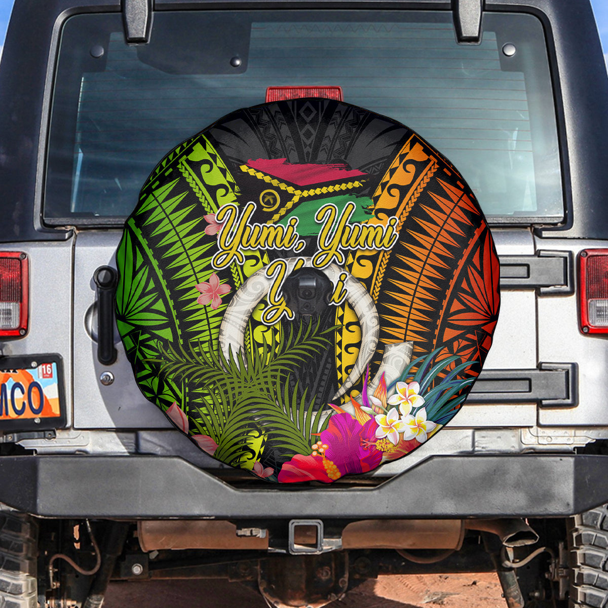 Vanuatu Independence Day Spare Tire Cover Tugeta Yumi Selebretem Indipendens Dei LT03 Black - Polynesian Pride