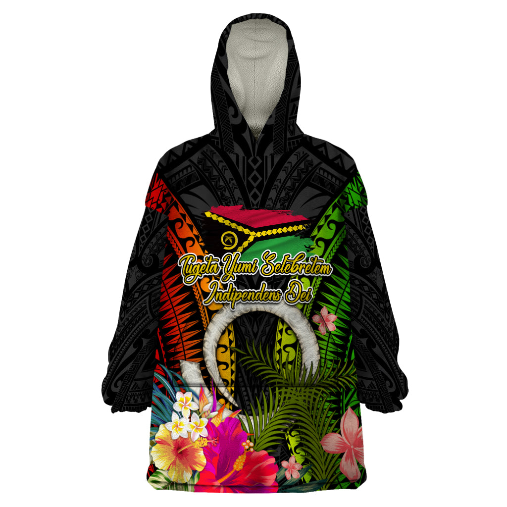 Vanuatu Independence Day Wearable Blanket Hoodie Tugeta Yumi Selebretem Indipendens Dei