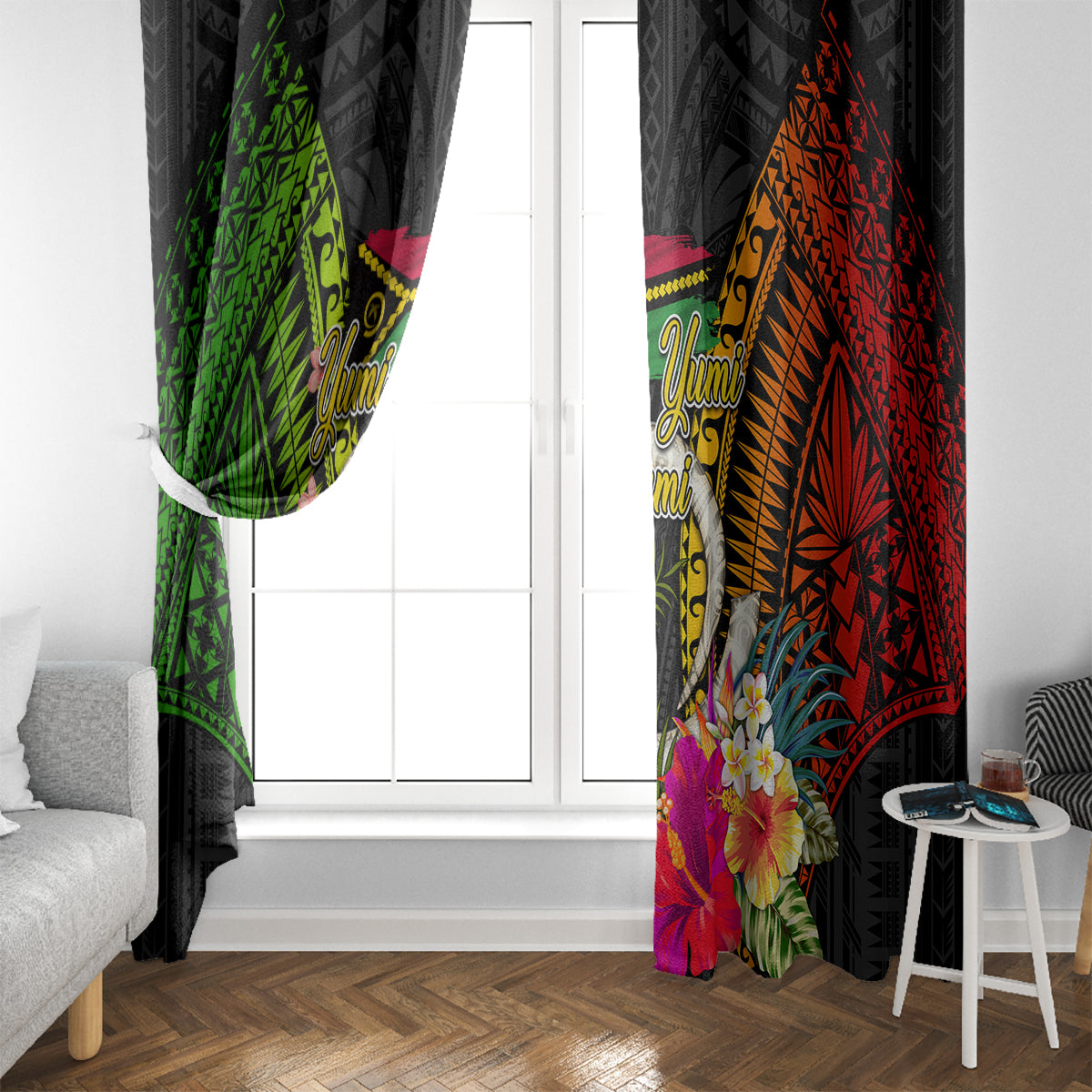 Vanuatu Independence Day Window Curtain Tugeta Yumi Selebretem Indipendens Dei LT03 - Polynesian Pride