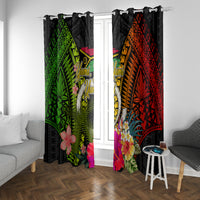 Vanuatu Independence Day Window Curtain Tugeta Yumi Selebretem Indipendens Dei LT03 With Grommets Black - Polynesian Pride