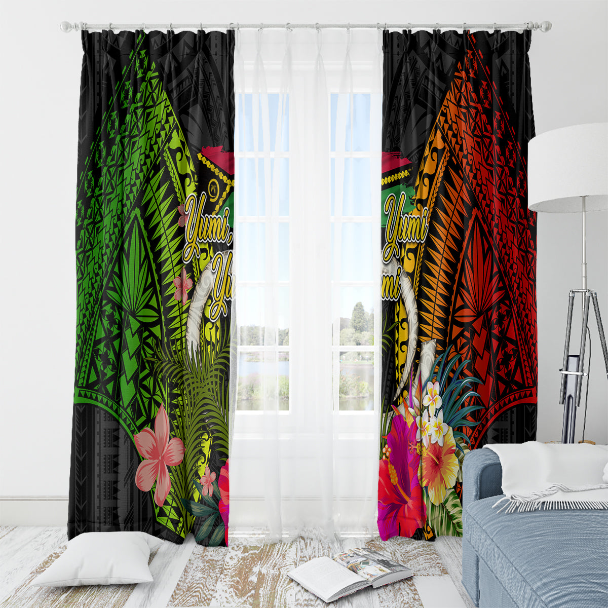 Vanuatu Independence Day Window Curtain Tugeta Yumi Selebretem Indipendens Dei LT03 - Polynesian Pride