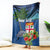 Personalised Fiji Independence Day Blanket Fijian Coat of Arms Palm and Hibiscus Tapa Pattern