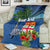 Personalised Fiji Independence Day Blanket Fijian Coat of Arms Palm and Hibiscus Tapa Pattern