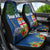 Personalised Fiji Independence Day Car Seat Cover Fijian Coat of Arms Palm and Hibiscus Tapa Pattern