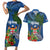 Fiji Independence Day Couples Matching Short Sleeve Bodycon Dress and Hawaiian Shirt Fijian Coat of Arms Palm and Hibiscus Tapa Pattern