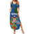 Fiji Independence Day Family Matching Summer Maxi Dress and Hawaiian Shirt Fijian Coat of Arms Palm and Hibiscus Tapa Pattern