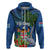 Fiji Independence Day Hoodie Fijian Coat of Arms Palm and Hibiscus Tapa Pattern