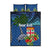 Personalised Fiji Independence Day Quilt Bed Set Fijian Coat of Arms Palm and Hibiscus Tapa Pattern