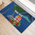 Personalised Fiji Independence Day Rubber Doormat Fijian Coat of Arms Palm and Hibiscus Tapa Pattern